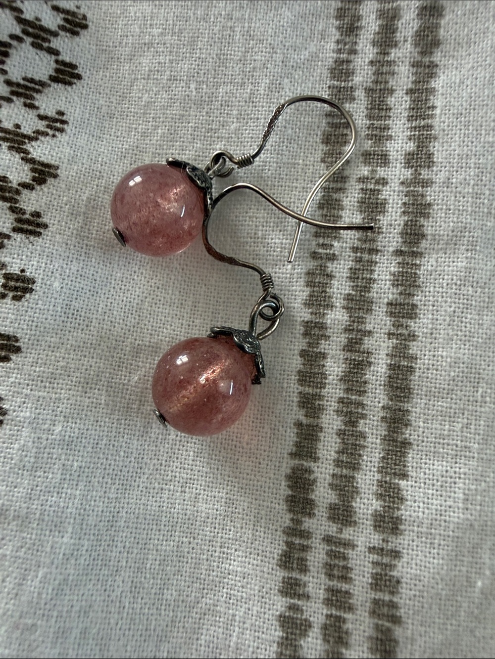 Conscious Clothing-Quartz -Strawberry Earrings-Sterling Siler